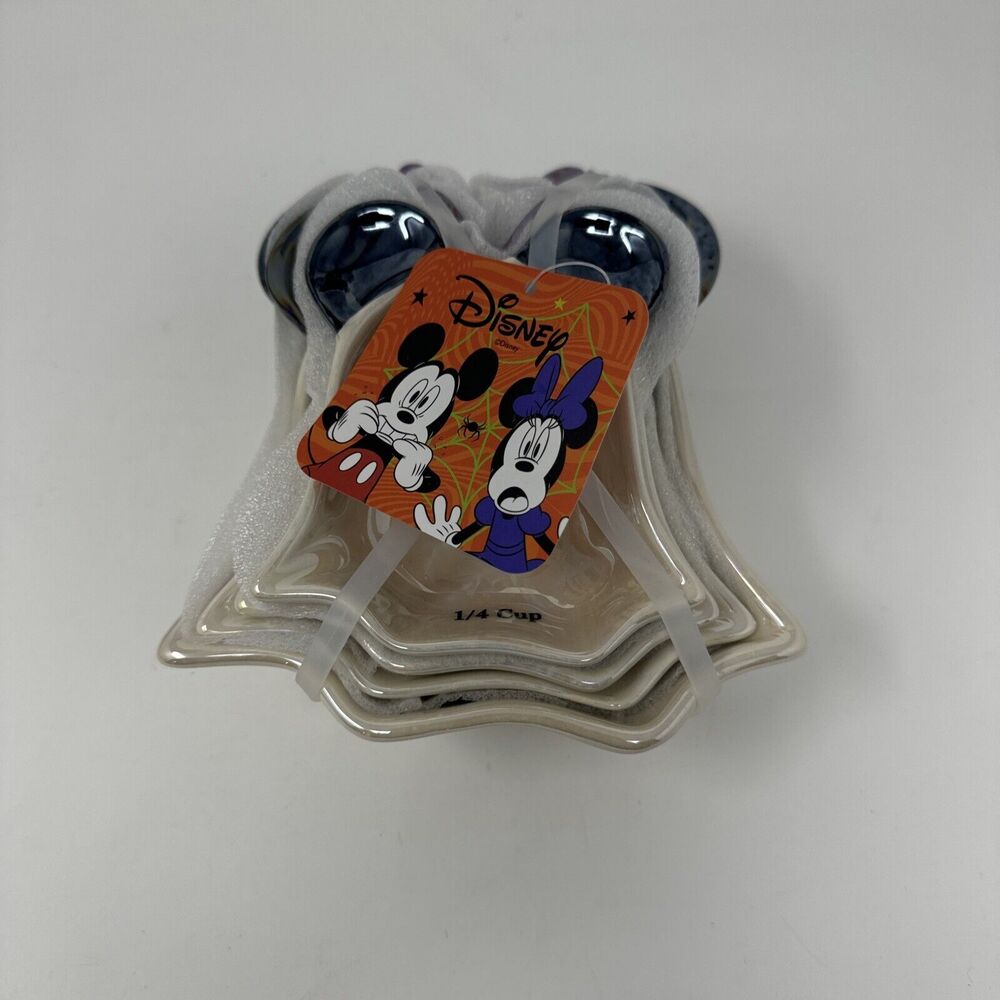 Disney Mickey & Minnie Mouse Halloween Ghost Set Of 4 Iridescent Measuring Cups